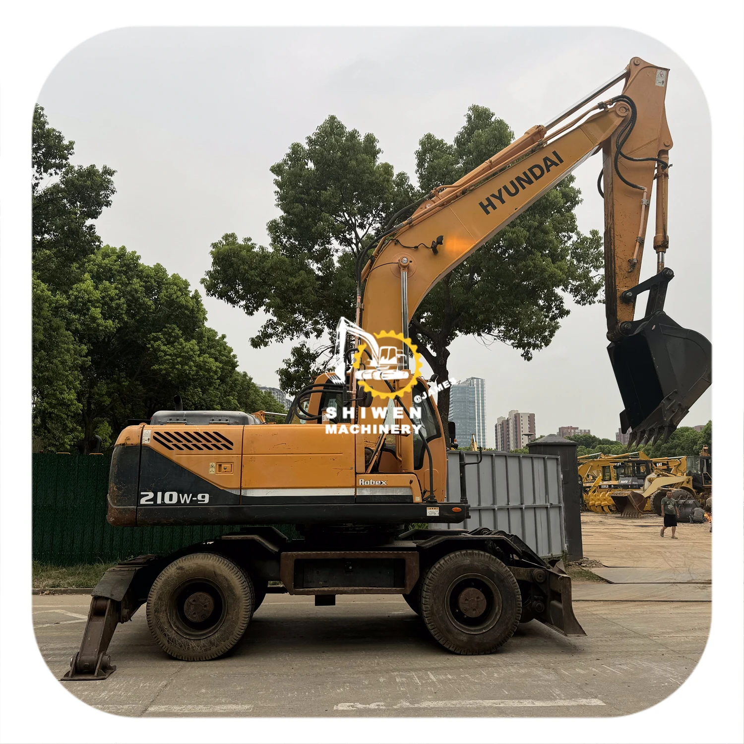 Hyundai Original Used Wheel excavator Hyundai R210W-9 R210W-7 Secondhand Hyundai 210W-9 150W-9 80W Rotex Tire Excavator For Sale