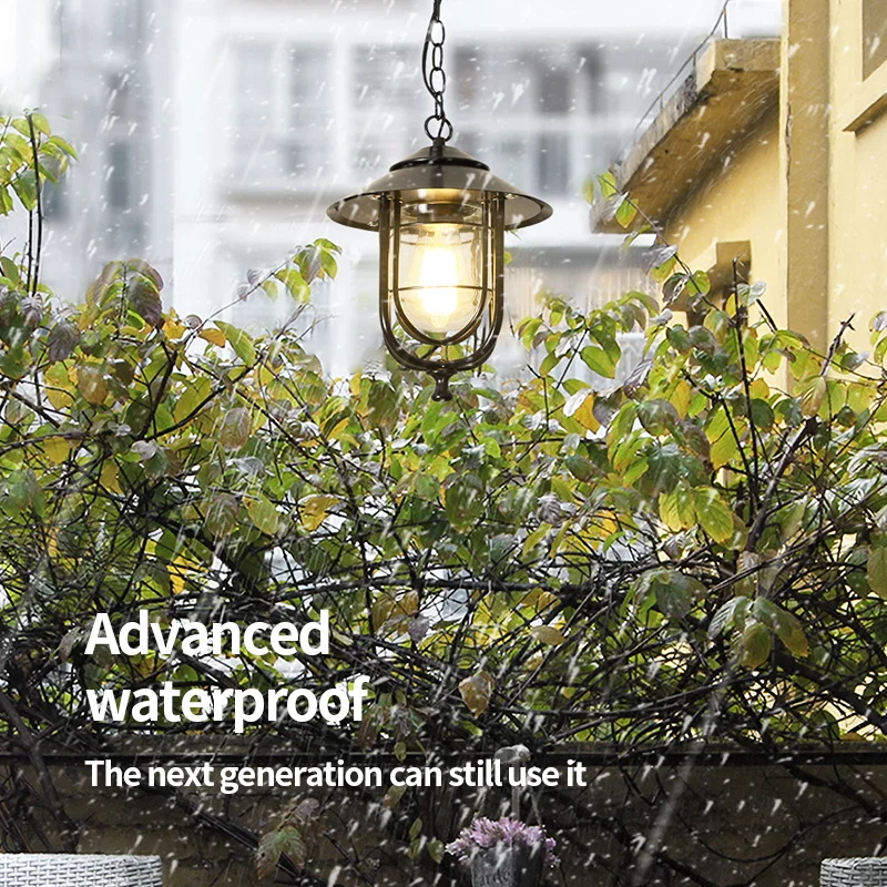 Outdoor retro Rustic Metal loft Vintage industrial Iron glass Antique waterproof LED Outdoor Chandelier  Pendant lamp