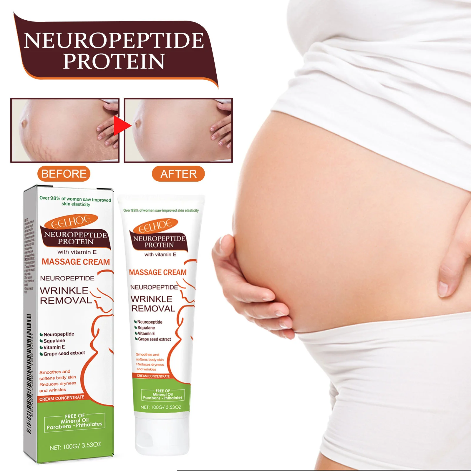 Pregnancy Stretch Mark Fading Scar Repair Smooth Firming Skin Neuropeptide Protein Repair Massage Cream