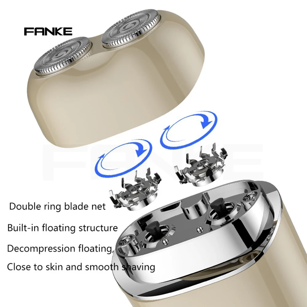 FK-876 Wholesale Custom Mini Touch Sensor Switch Electric Shaver Portable USB Rechargeable Waterproof Electric Rotary Shaver