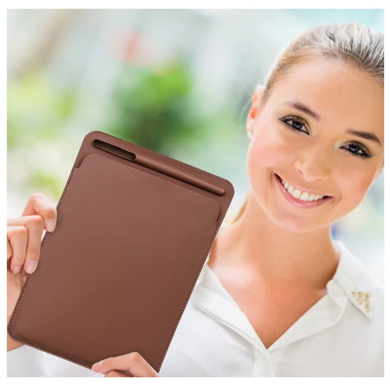 Portable Slim PU Leather Protective Cover Laptop Sleeve Case with Pencil Stylus Slot Holder