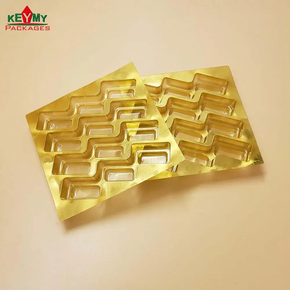candy tray, customize gold or silvery PET blister tray for food from ISO approved factory, in Shenzhen