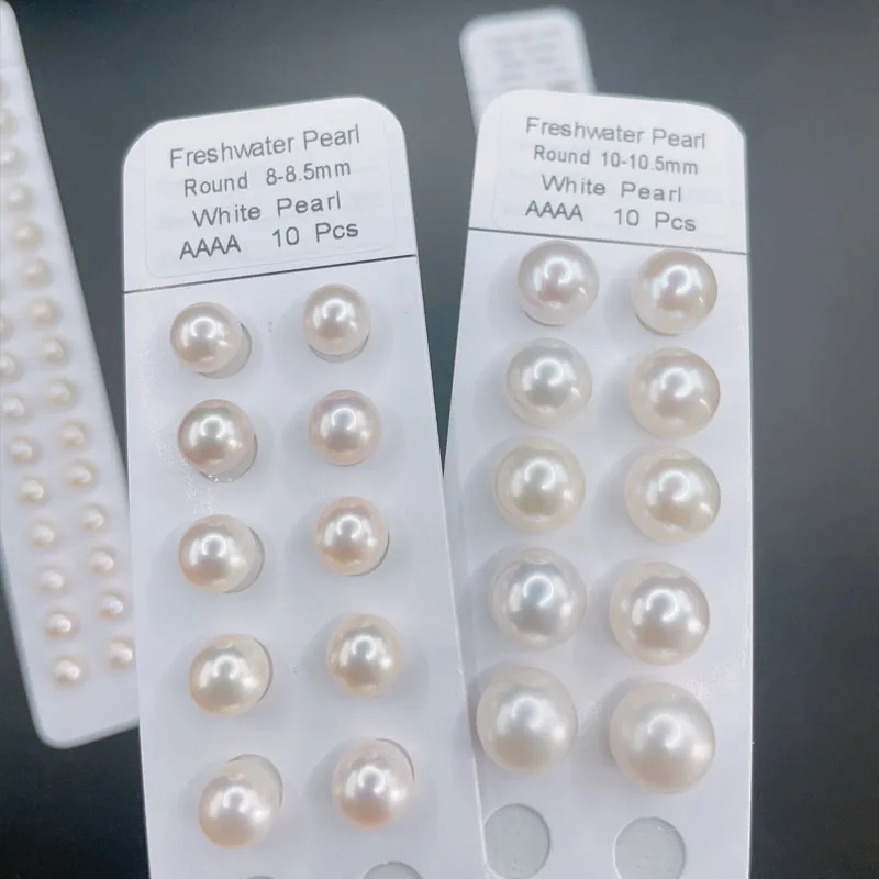 good Luster 8-11.5mm 3A 4A full perfectly round real fresh water half drilled half hole freshwater loose pearl