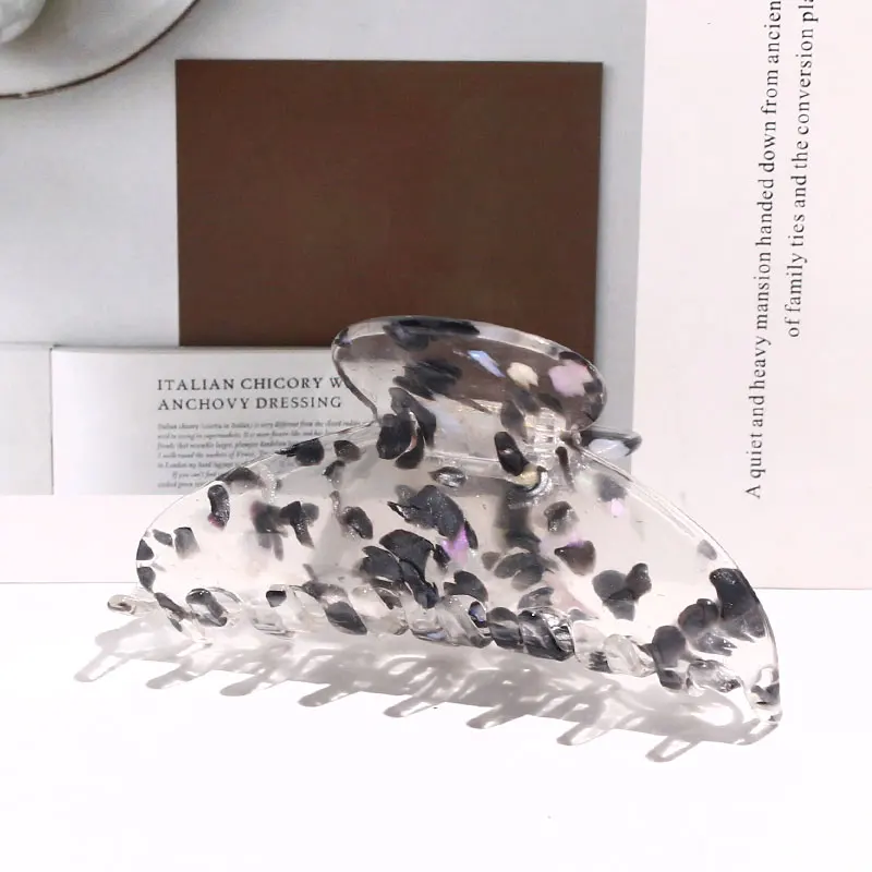 high quality 9cm large pink speckle resin acrylic hair claws customized hair clamp korean style big hair claw clips for women