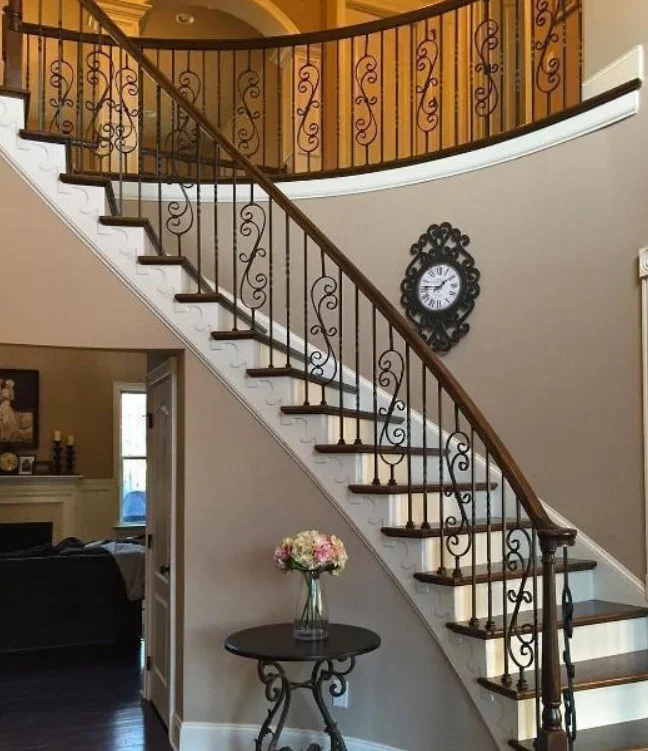 European Luxury Metal Railing Outdoor Stairs Designs MS Wrought Iron Stair Railing