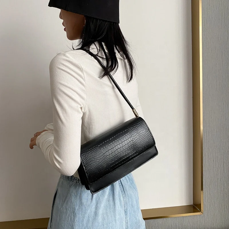 Retro Alligator Pattern Ladies Handbags Women Fashion Underarm Bag PU Leather Chic Shoulder Ladies Hand bags