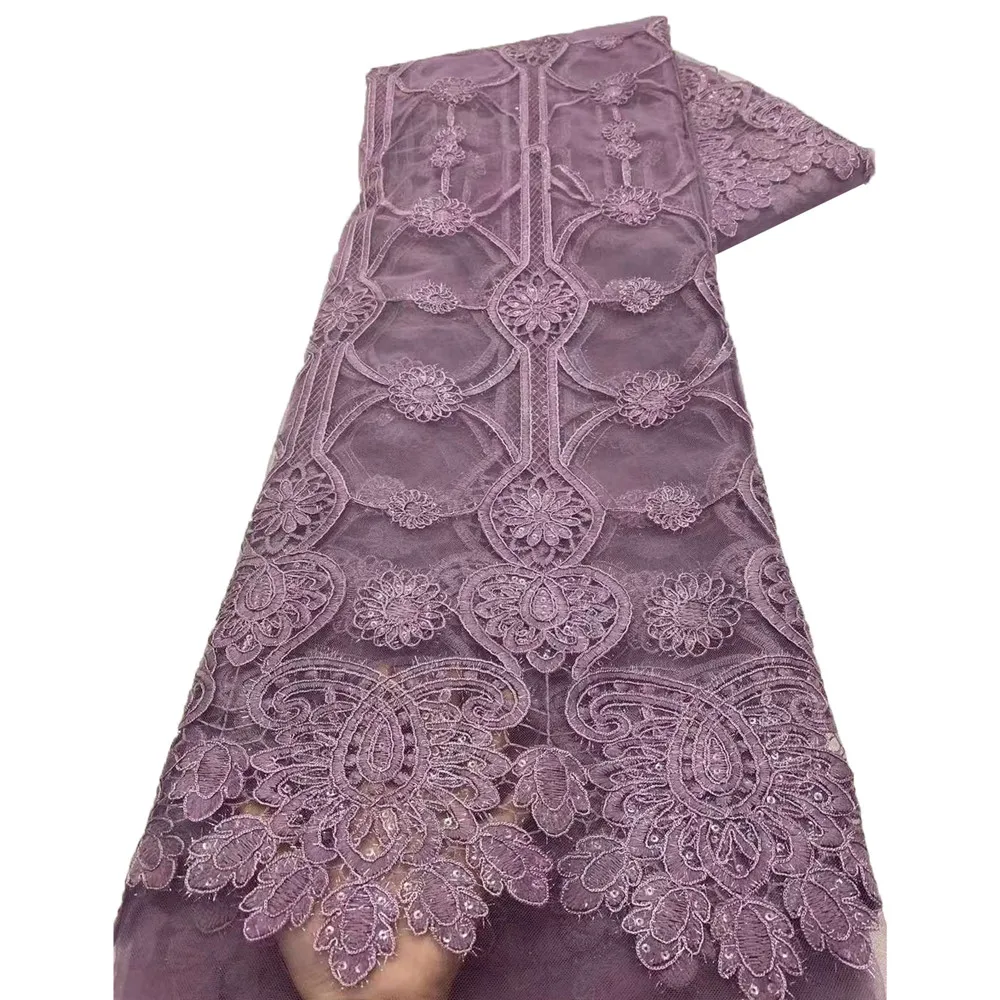 Beautifical african simple french lace embroidery 5 yards lace fabrics ML76N334