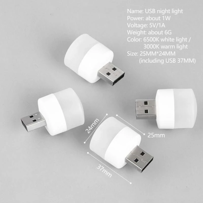 Portable USB Plug Night Light Lamp Small Book Lamps LED Eye Protection Reading Computer Mobile Power Charging Light