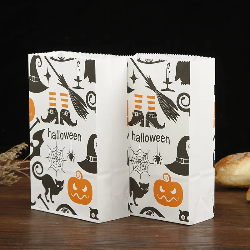 Custom square bottom paper food packaging candy bags no handle brown white black kraft paper nuts bags without handles wholesale