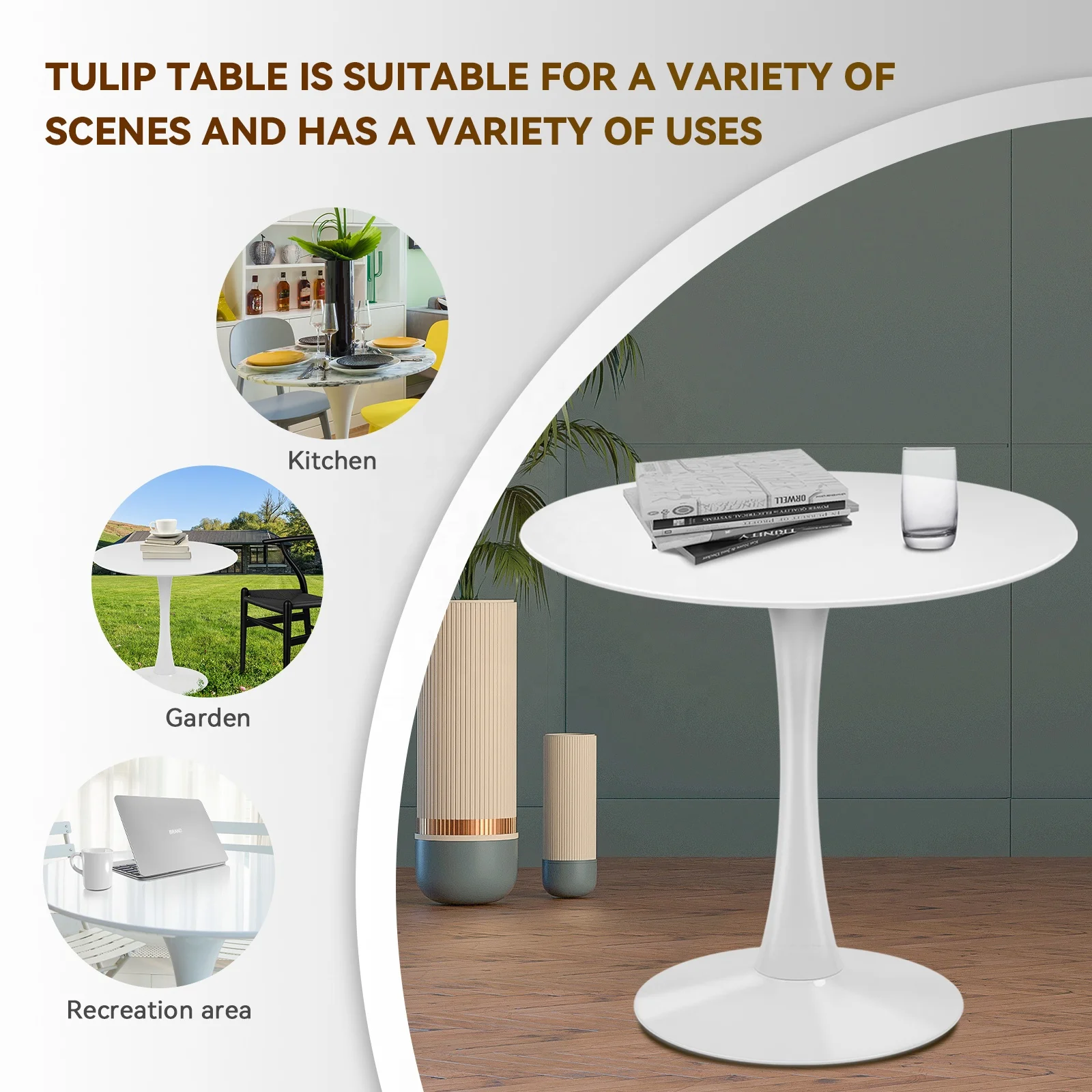 RTS Modern Minimalist Dining Chair Set 4 seater 32inch tulip solid wood Dining table