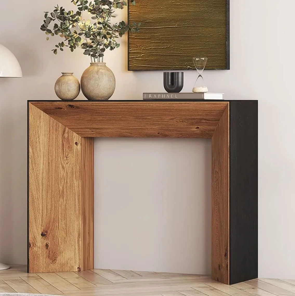 Living Room Furniture Modern Design Wooden Rattan Rectangular Hallway Console Table