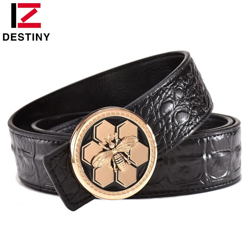 Factory Wholesale Custom Belts Bee Buckle Fashion Luxury Brand Famous Designer Men Leather Belt