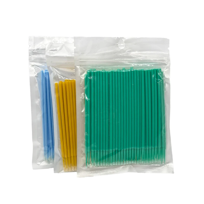 Green Lab Plastic Adhesive Barrel Pale Applicator Glitter Tool Microbrush Dental Lash Stick Swab Micro Eye Extension Brush Wand