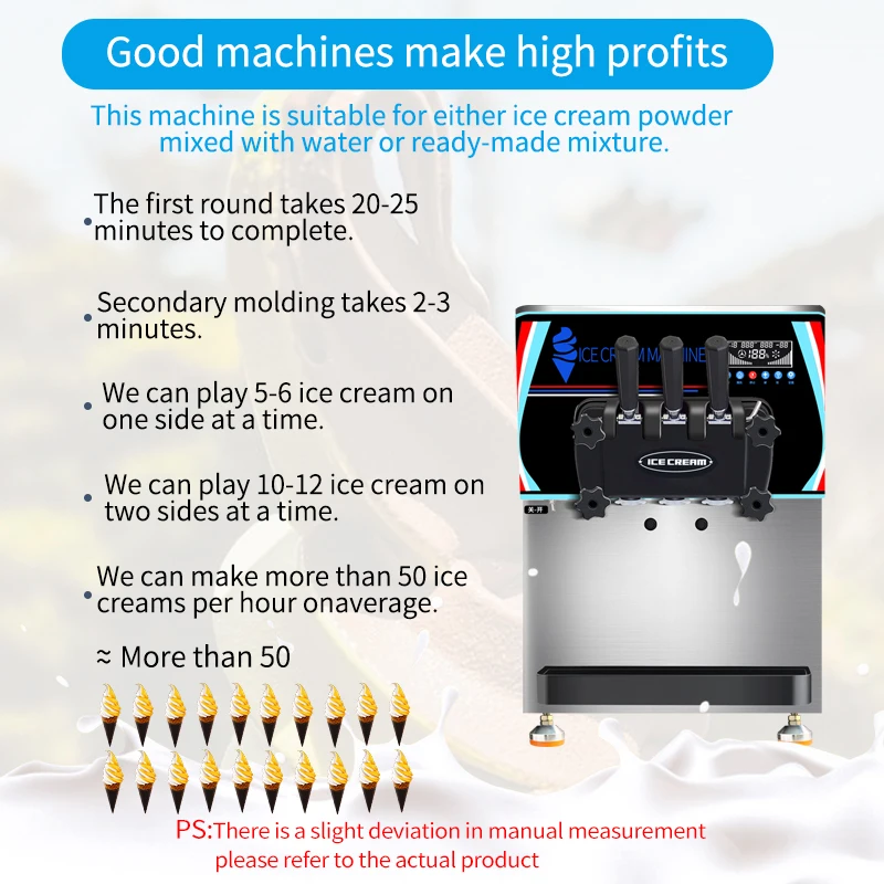 MK-6618CTB commercial automatic tabletop 3 flavors hotel machinery ice-cream machine wholesale price