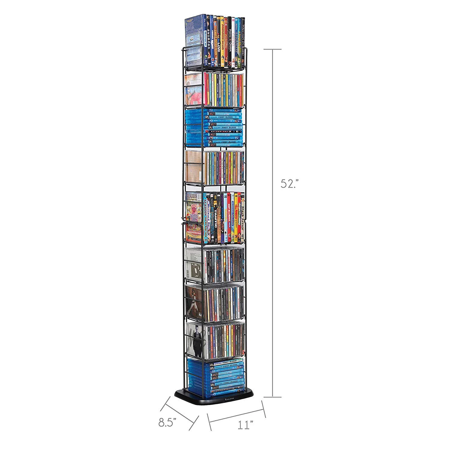 RM Blu-Ray Rack DVD Storage Media Holder Video Game Case 8 Shelves