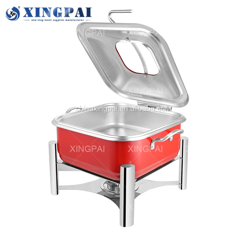 XINGPAI hotel supplies 5 L square chafing dish thickened stainless steel buffet food warmer chafing dishes for wedding