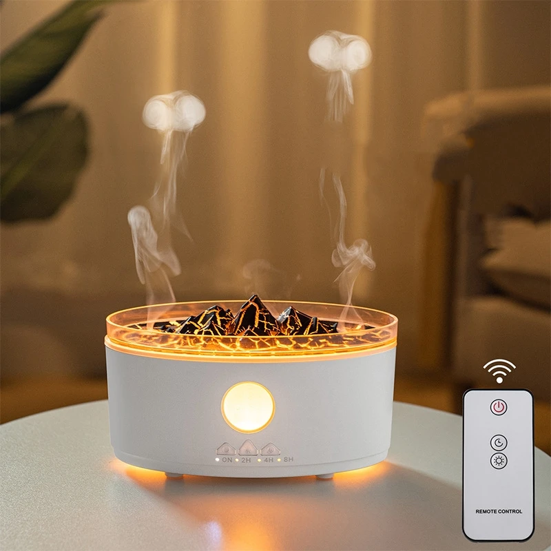 Fashion Design New Product Desktop Wholesale Volcano Humidifier with Flame Volcano Mist Mode Flame Diffusers for Home Bedroom