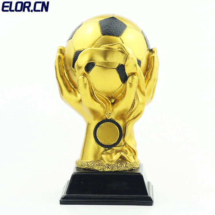 ELOR Wholesale Customized Resin Sports Souvenirs Fans Boys Toy Competition Gifts 2022 World Football Cup Fantasy Soccer Trophy