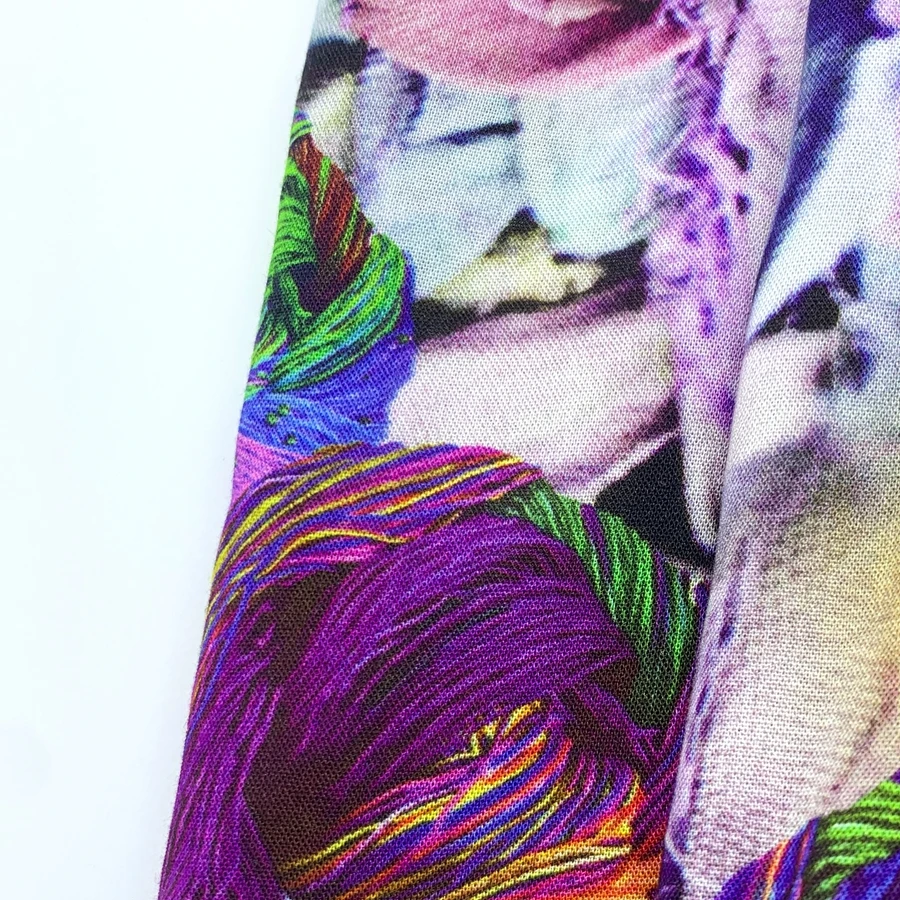 Customize textile materials Rayon spandex digital Fabric woven Challis Discharge Printing Plain Fabric For women dress