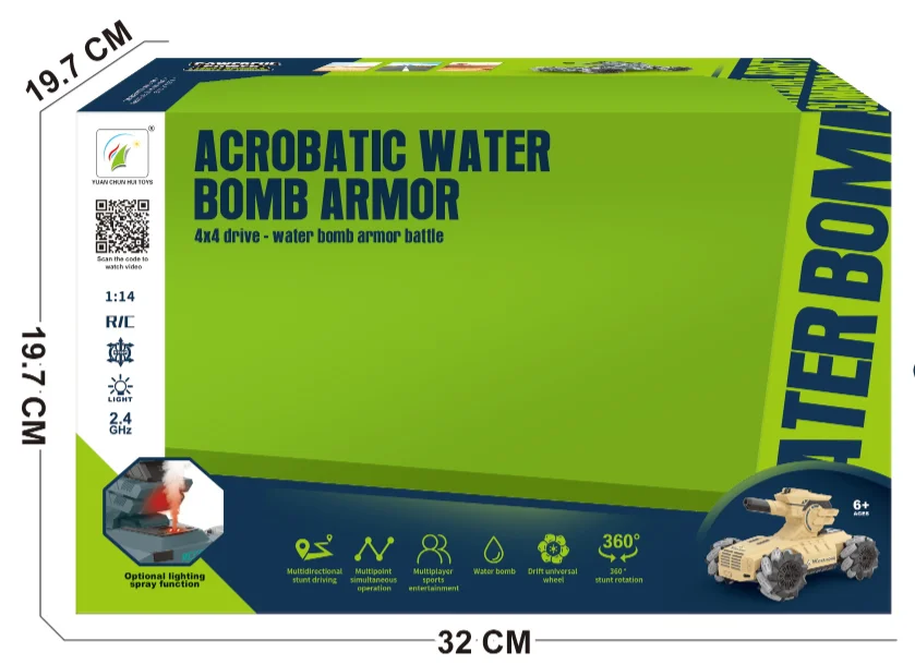 1:14 rc tanks Water Bomb armored With Spray 4*4 Drive remote control water bullet tank Battle Shoots Toys Stunt Car