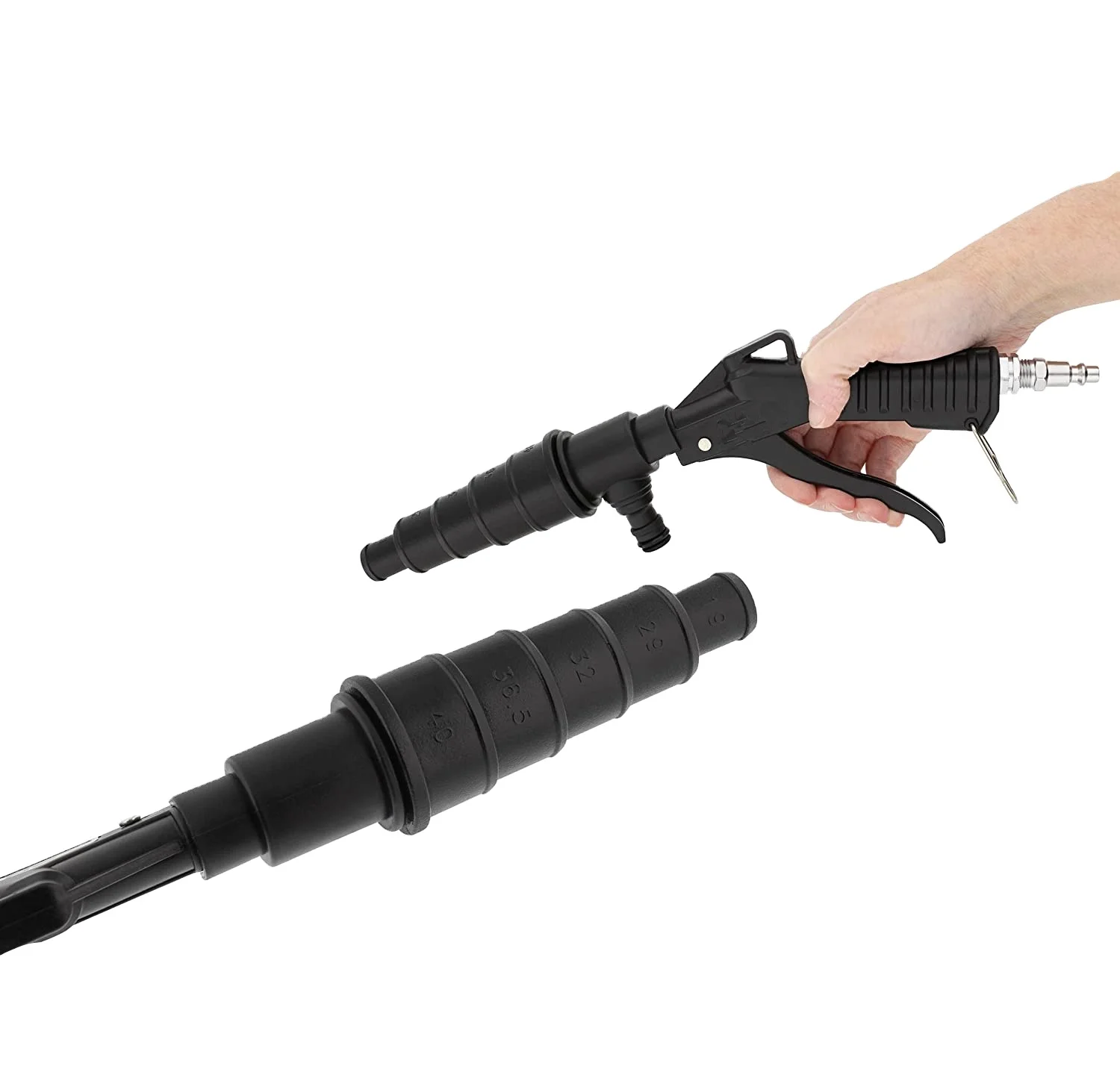 Automotive Coolant Flush Machine - Air and Water Combo Coolant Backflush Gun - Multi-Size Nozzles Fit 19-40mm Hoses