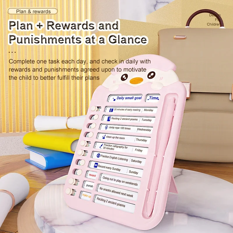Kids Management Time Recording Board Cartoon Toy Learning Tools Daily Habit Development Plan Management Checklist Reward Card