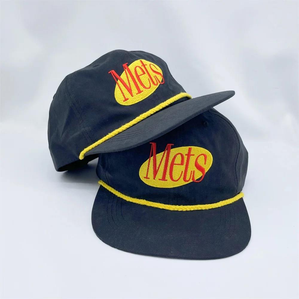 BSCI Factory Price Custom Polyester 5 Panel Rope Classic Unstructured Snapback Cap