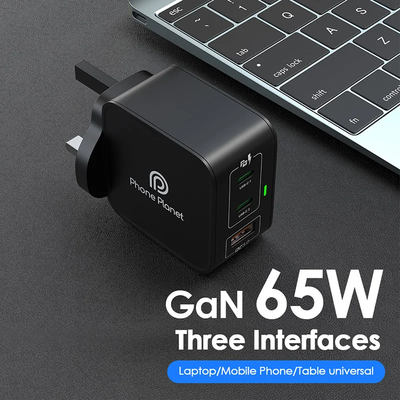 UK US EU GaN Fast Charging 65W Wall Charger USB C Mobile Phone Charger For Android iphone 14 13 Samsung S21 22 Macbook pro