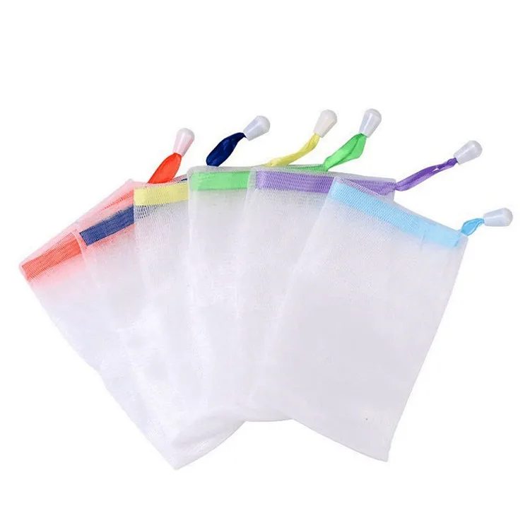 Soft Body Facial Cleaning Tool Soap Sack Saver Refill Pouch Drawstring Holder Bags Double Layer Bubble Foam Net