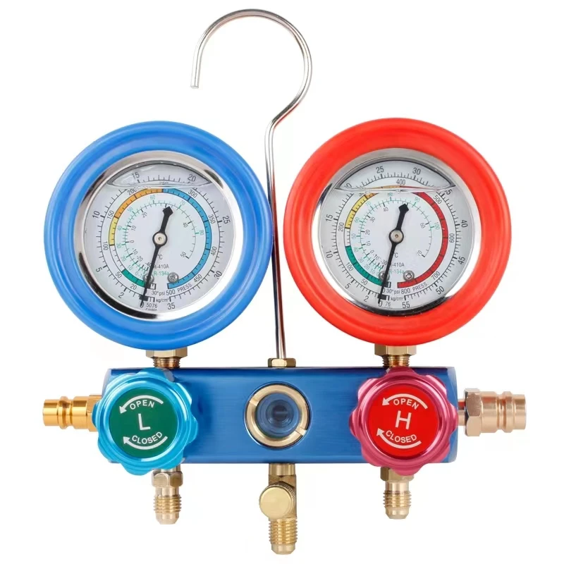 Utranee 6-Piece Set HA-2A48 Double Gauge Valve Sleeve Box R134a Pressure Gauges Fluoridation Tools for Automotive AC Systems