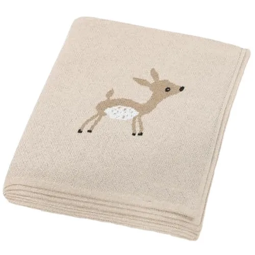 Light Weight Cozy Soft Breathable 100% Cotton Baby Knitted Animal Cartoon Dear Blanket Textile Bedding