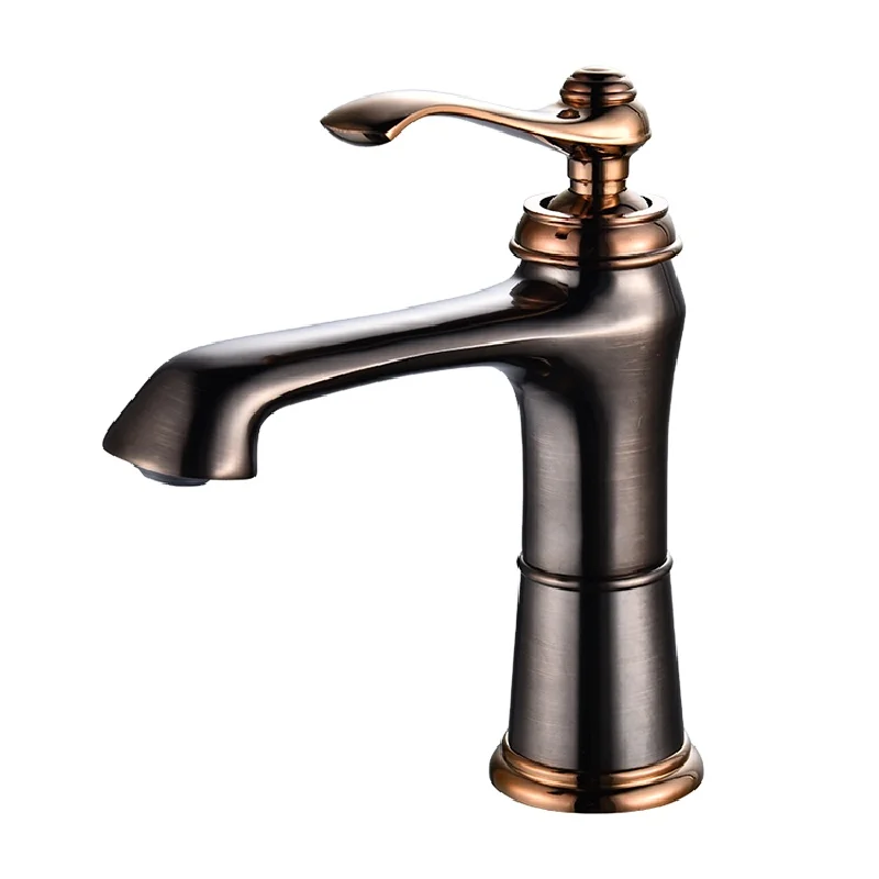 Modern Basin Faucet High Quality Brown Golden Color Vintage Body Copper Faucet Sink Bathroom Mixer Basin Brass Faucet