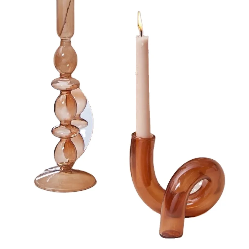 Custom Flower VaseTaper Centrepiece Multipurpose Wavy Glass Candle Holder Candlestick