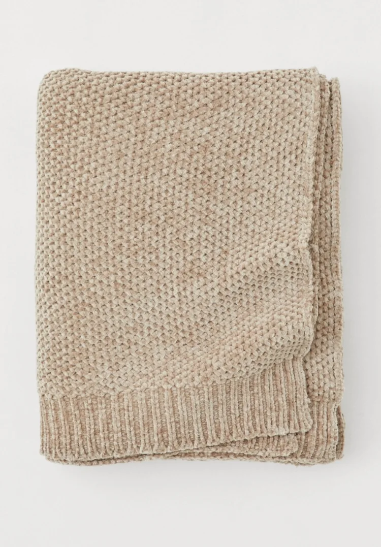 Low MOQ Custom Wholesale  Multi-color Light Chenille Knitted Blanket