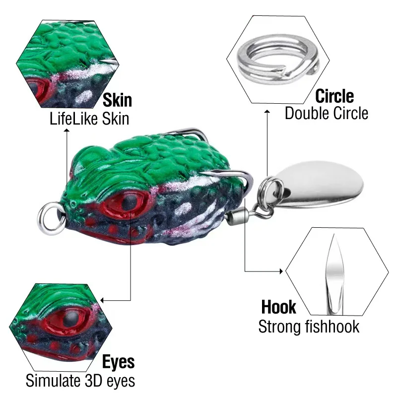 Byloo topwater prop frog lure raw-materials for making handmade frogs fir mexican frog