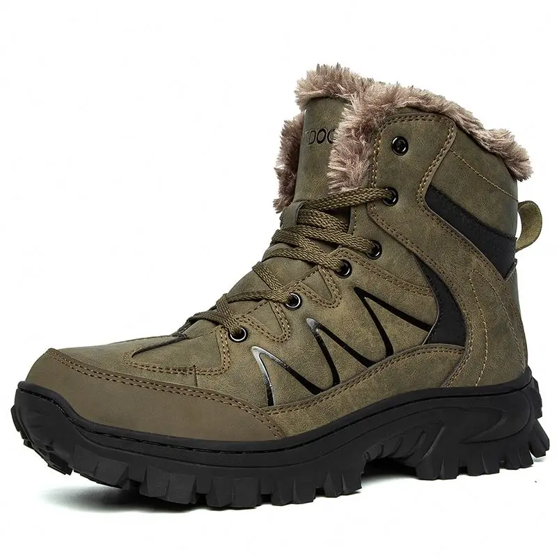 Amazon Big Size 48 Outdoor Shoes Hiking Boots Warm Fur Cat Shoe for Men Women Shoes High Cut Microfiber Leather Waterproof