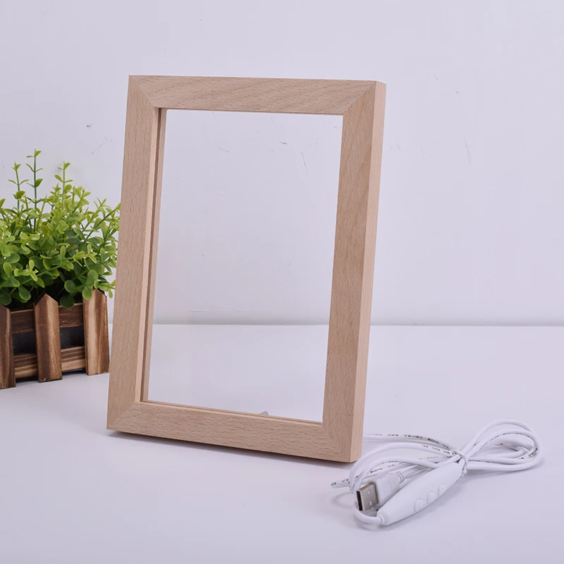 Howlighting Luminous Blank Acrylic 3D Led Light Table Lamp Rewritable Transparent Message Board Wooden Base 3D Night Light