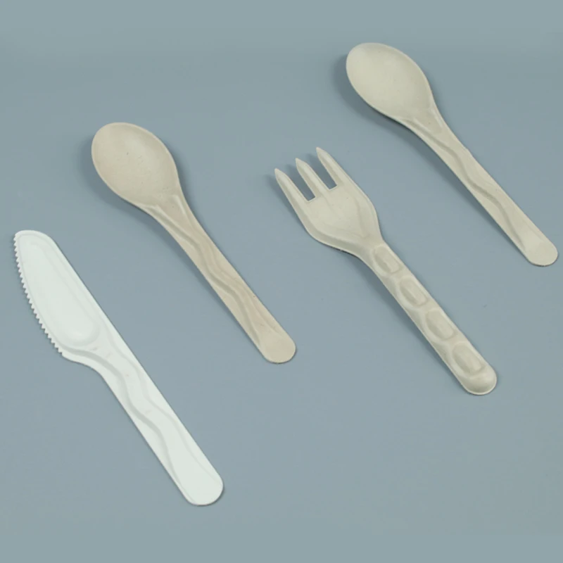 Biodegradable Disposable Sugarcane Pulp White edible cutlery bagasse paper knife fork spoon
