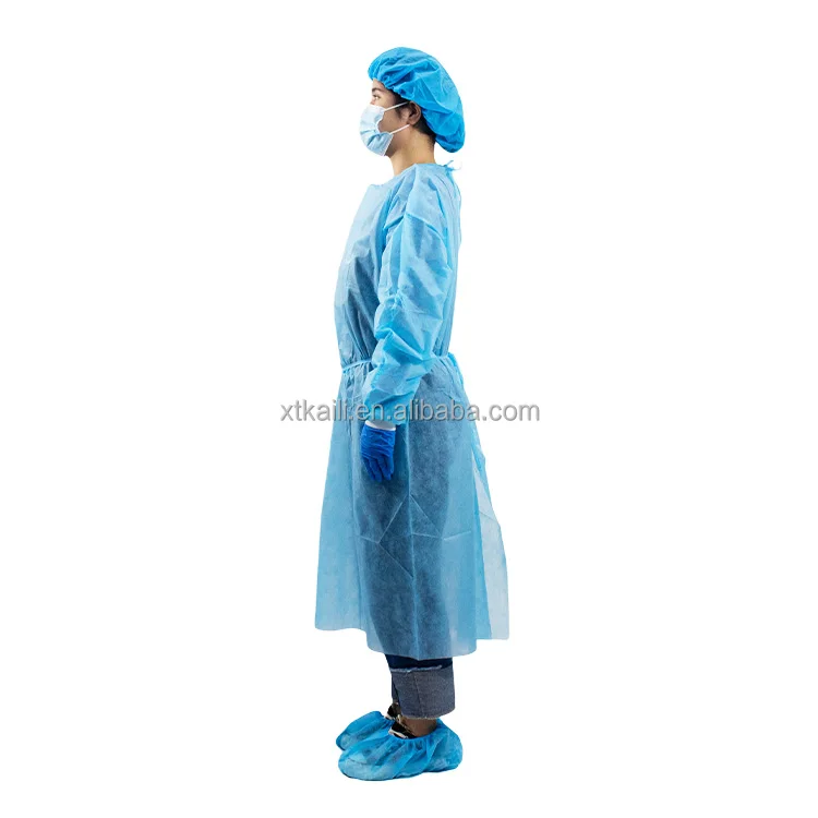 2022 PP knit cuff waist belt style medical isolation plastic gown ppe medical surgical gown