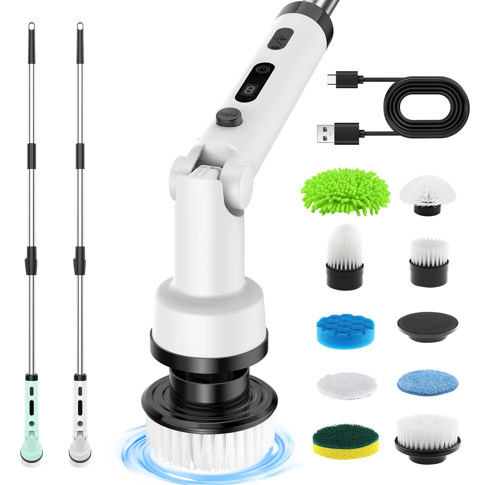 Cordless Spin scrubber Power Brush Floor Scrubber retractable Electric cleaning brush For Toilet Window Bathroom Clean