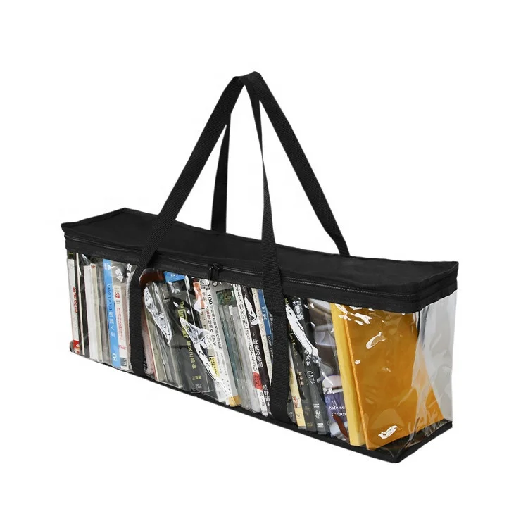 Home DVD Storage Bag Transparent PVC Clear PVC Holders with Strong Carrying Handles and Zipper for CDs Video Games Books Hats