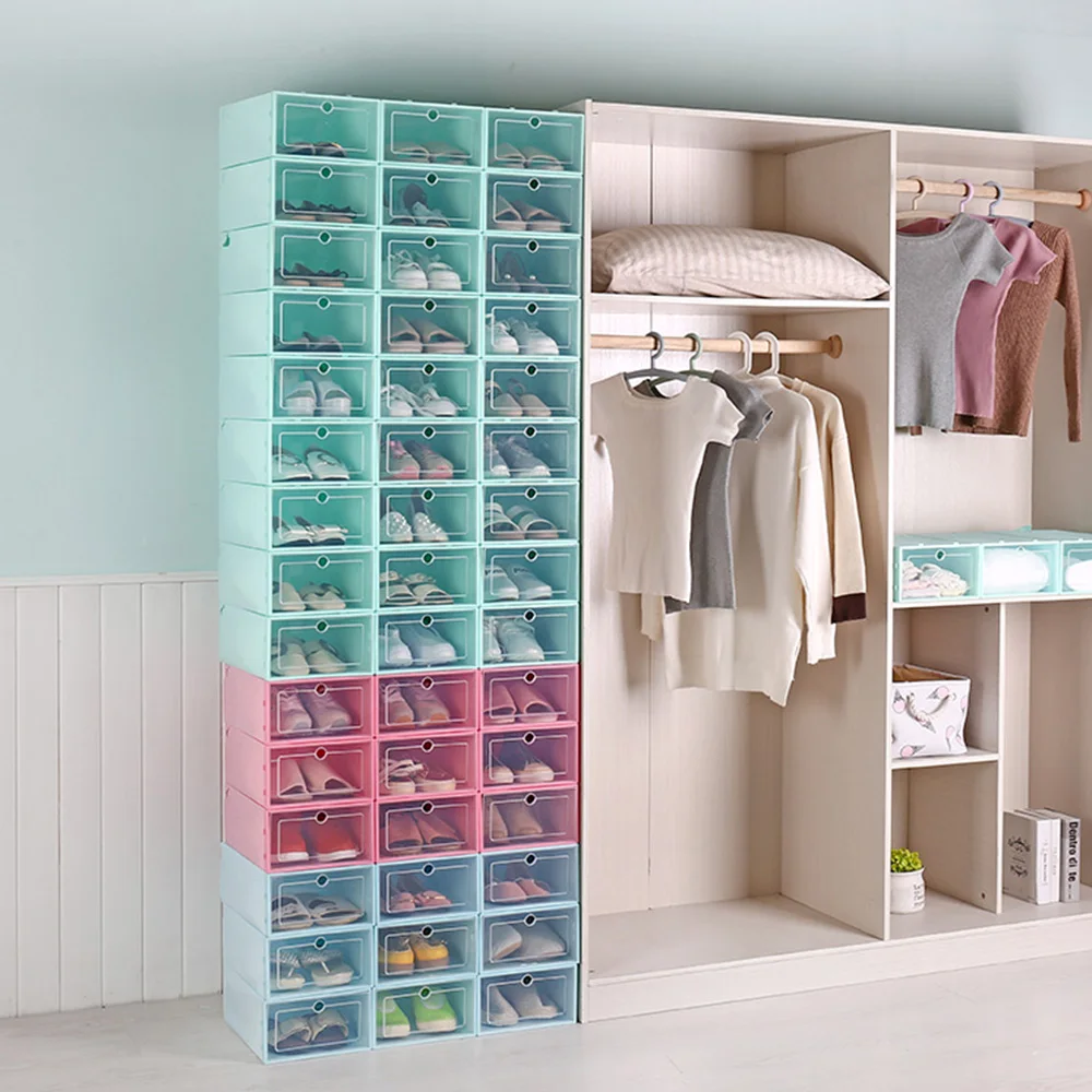 Eco-Friendly Storage Boxes Bins Shoe Box With Window, Multi-Function Plastic Basket Tray Wholesale Pp Shoe Packaging Box