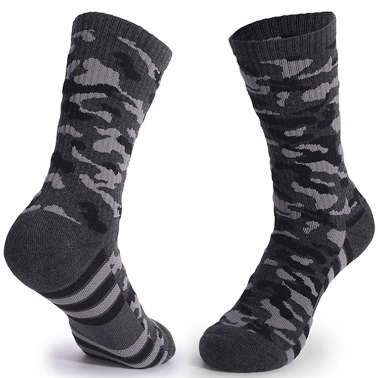 JL241- Custom Thick Cushion Combed Cotton Colorful Athletic Socks Army Green Rugby Camouflage Men Baseball Sports