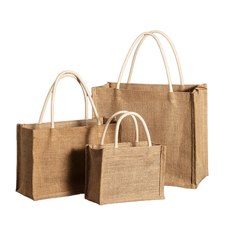 Custom Printed Burlap Handbag Eco Reusable Shopping Jute Tote Bag