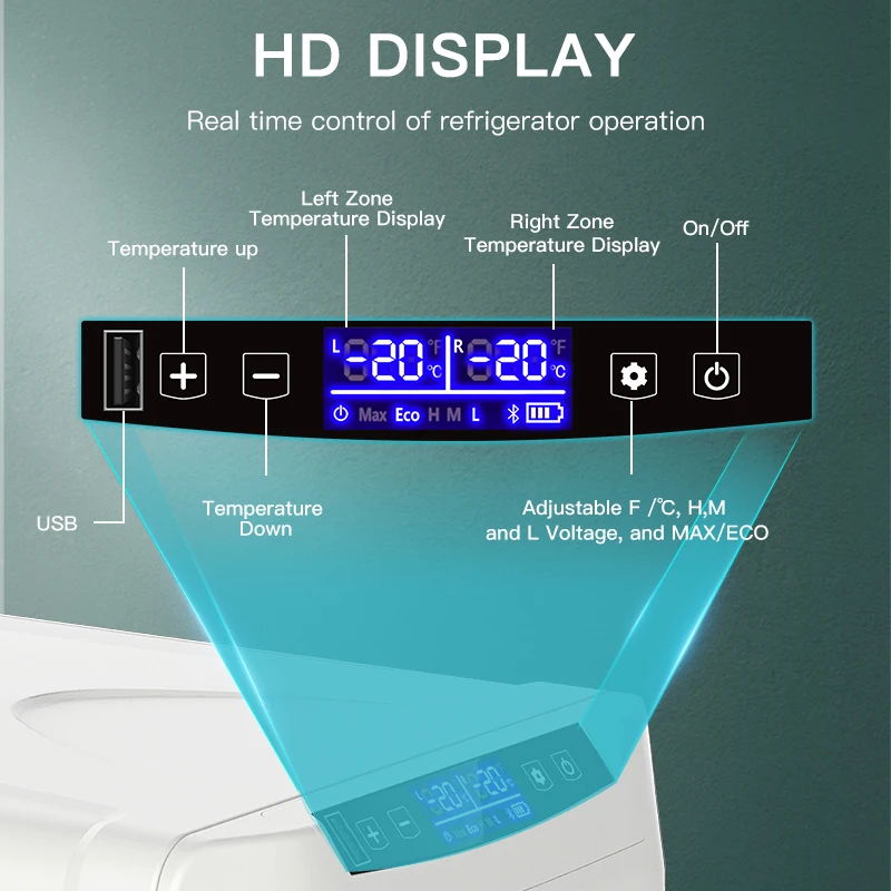 WAYCOOL T/TE45 40L Dual Temperature Car Refrigerator 12v 24v DC Car Refrigeration Air Compressor Fridge