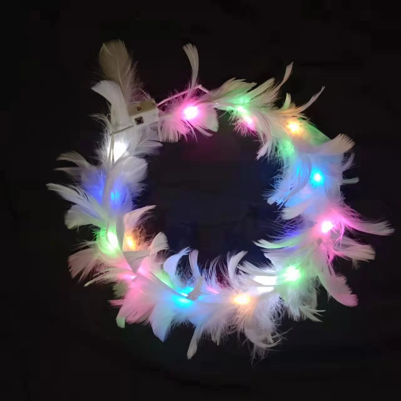 Adjustable Glow Headband LED Light Party Favors Feather Wreath Hairband for Wedding Birthday Glow Party Hair Accessories