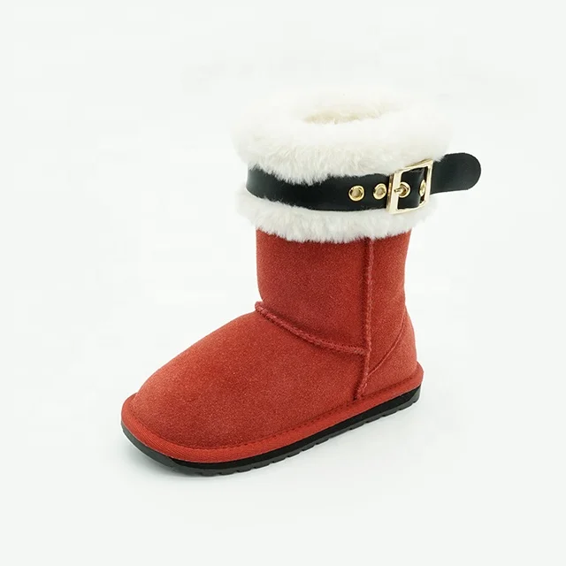 Warmlab custom made personalized fashion leather/suede/genuine wool boots for kids
