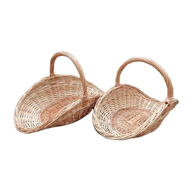Yulin Jiafu hot selling hand made Extra Large Handled Woven Wicker flower Basket