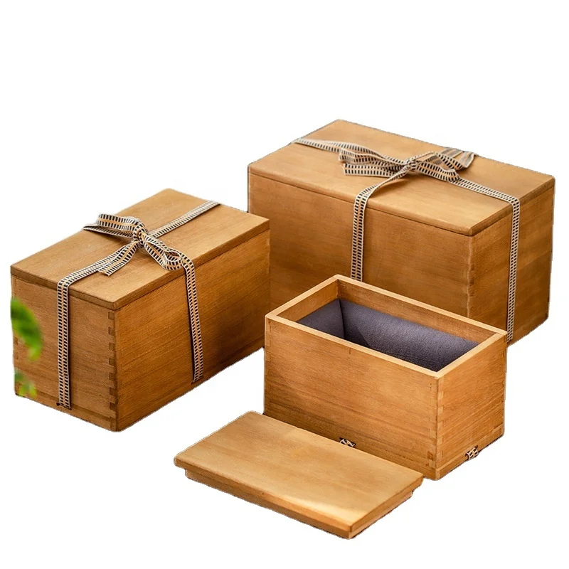 Custom Wooden Box Storage Keepsake Wood with Handles Unpainted Chest box wooden gift box