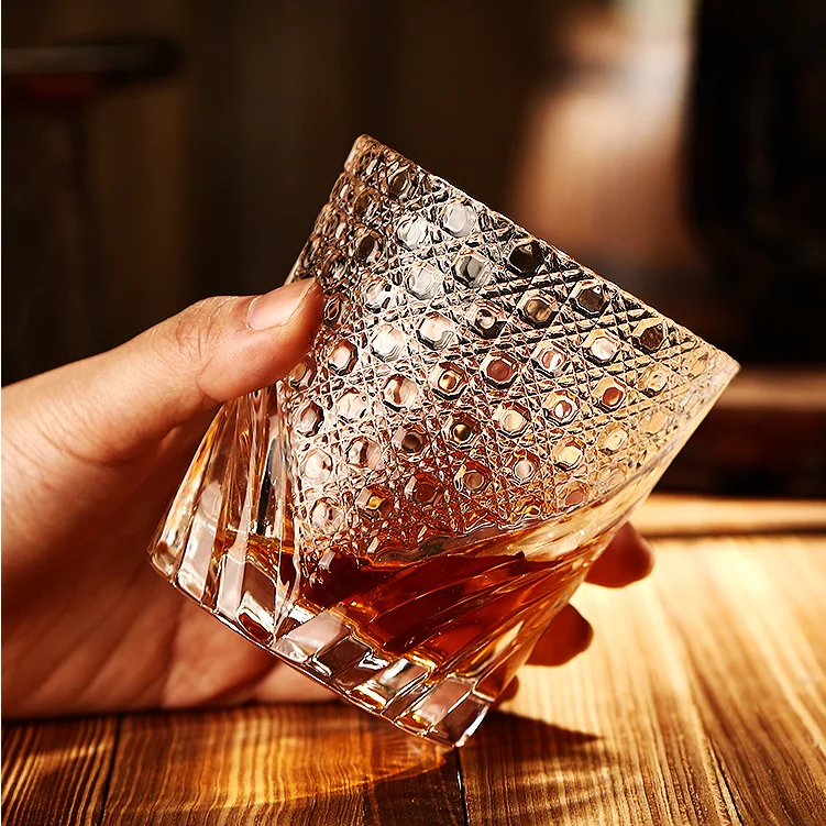 Diamond Custom Wine Glasses Lead Fee Crystal Engraved Whisky Glass Cup Embossed Whiskey Glass Tumbler Hot Sale Stocked 250ml